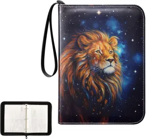 4 Pockets Trading Card Album Holder Book Folder Sports Card Binder Lion 4 400 Double Side Pockets for 3 Ring Binder Zipper
