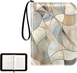 4 Pockets Trading Card Album Holder Book Folder Sports Card Binder Stained Glass 400 Double Side Pockets for 3 Ring Binder Zipper