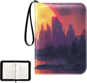 4 Pockets Trading Card Album Holder Book Folder Sports Card Binder Sunset 3 400 Double Side Pockets for 3 Ring Binder Zipper