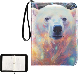 4 Pockets Trading Card Album Holder Book Folder Sports Card Binder White Bear 2 400 Double Side Pockets for 3 Ring Binder Zipper