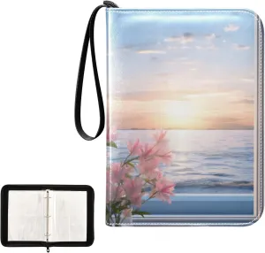 4 Pockets Trading Card Album Holder Book Folder Sports Card Binder Window Scene 400 Double Side Pockets for 3 Ring Binder Zipper