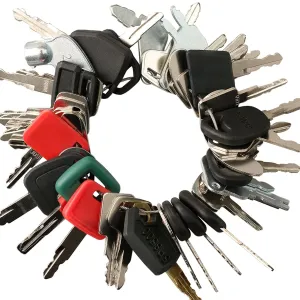 (43) Heavy Equipment Key Set Compatible with John Deere Case Caterpillar Komatsu JCB Kubota Bobcat JLG Genie Volvo Kobelco Doosan Takeuchi New Holland Hyster Hyundai Clark Toyota Daewoo Terex