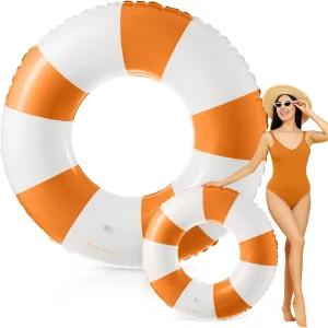 47.24 Inch Jumbo Pool Floats Striped Pool Rings Swimming Ring Inflatable Tube Pool Tube for Adult Swimming Pool Summer Beach Bachelorette Wedding Party Decor