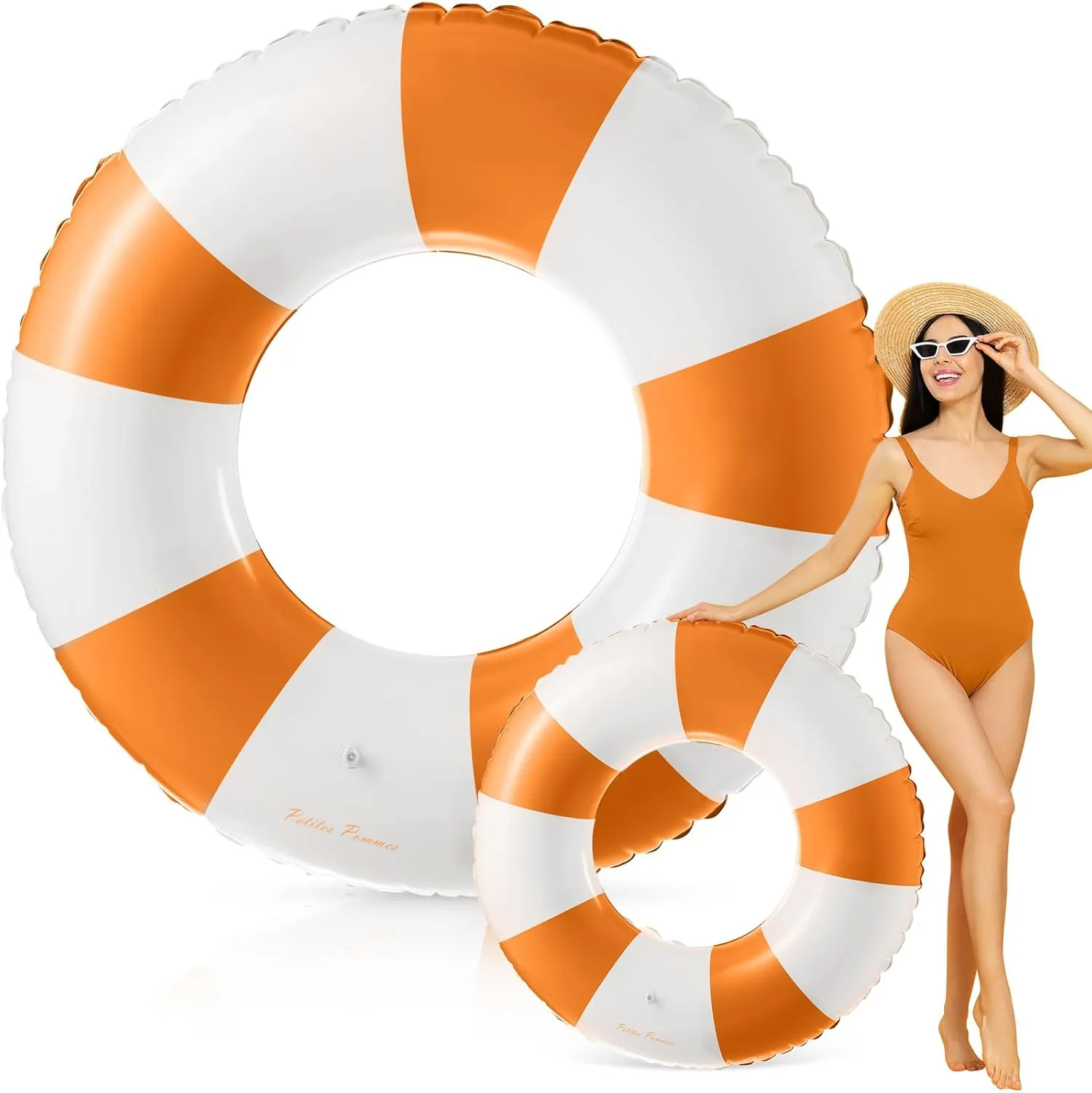 47.24 Inch Jumbo Pool Floats Striped Pool Rings Swimming Ring Inflatable Tube Pool Tube for Adult Swimming Pool Summer Beach Bachelorette Wedding Party Decor