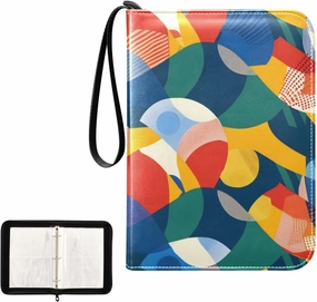 4 Pockets Trading Card Album Holder Book Folder Sports Card Binder Abstract Color 400 Double Side Pockets for 3 Ring Binder Zipper