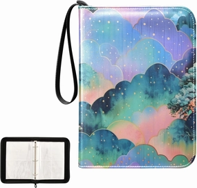 4 Pockets Trading Card Album Holder Book Folder Sports Card Binder Abstract Mountain 400 Double Side Pockets for 3 Ring Binder Zipper