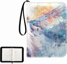 4 Pockets Trading Card Album Holder Book Folder Sports Card Binder Angels Watercolor 400 Double Side Pockets for 3 Ring Binder Zipper