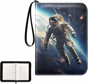 4 Pockets Trading Card Album Holder Book Folder Sports Card Binder Astronaut 15 400 Double Side Pockets for 3 Ring Binder Zipper