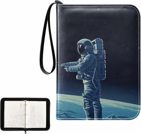 4 Pockets Trading Card Album Holder Book Folder Sports Card Binder Astronaut 16 400 Double Side Pockets for 3 Ring Binder Zipper
