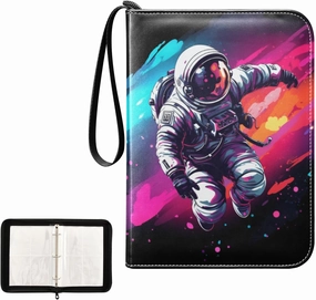 4 Pockets Trading Card Album Holder Book Folder Sports Card Binder Astronaut 3 400 Double Side Pockets for 3 Ring Binder Zipper