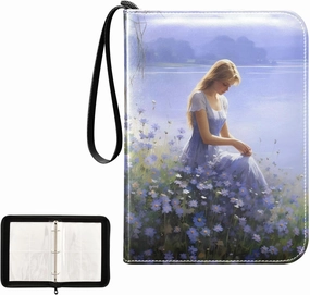 4 Pockets Trading Card Album Holder Book Folder Sports Card Binder Beautiful 400 Double Side Pockets for 3 Ring Binder Zipper