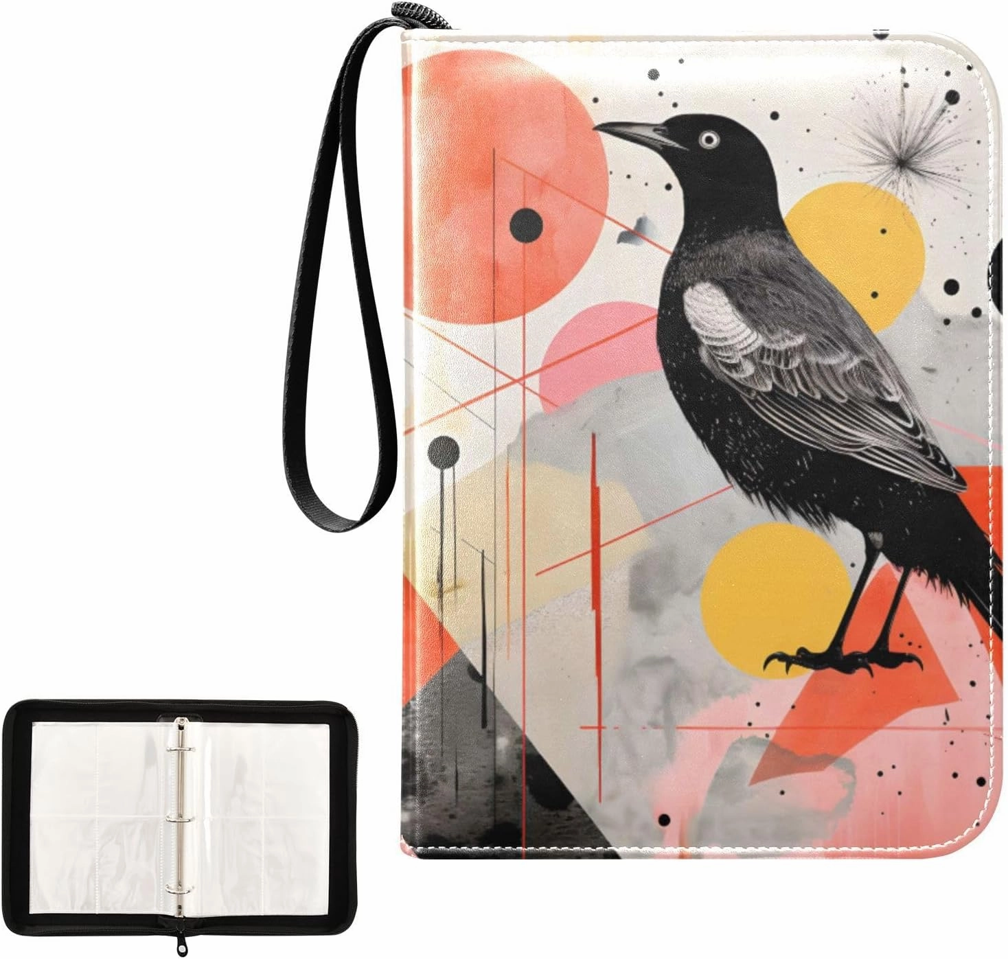 4 Pockets Trading Card Album Holder Book Folder Sports Card Binder Bird 1 400 Double Side Pockets for 3 Ring Binder Zipper