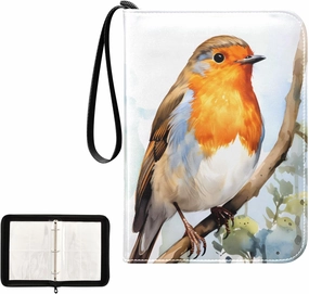 4 Pockets Trading Card Album Holder Book Folder Sports Card Binder Bird Sparrow 6 400 Double Side Pockets for 3 Ring Binder Zipper