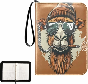 4 Pockets Trading Card Album Holder Book Folder Sports Card Binder Camel Cool 400 Double Side Pockets for 3 Ring Binder Zipper