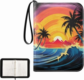 4 Pockets Trading Card Album Holder Book Folder Sports Card Binder Cartoon Wave 400 Double Side Pockets for 3 Ring Binder Zipper