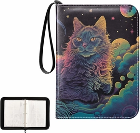 4 Pockets Trading Card Album Holder Book Folder Sports Card Binder Cat Rainbow 1 400 Double Side Pockets for 3 Ring Binder Zipper