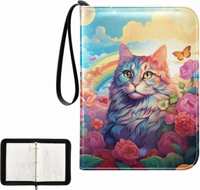 4 Pockets Trading Card Album Holder Book Folder Sports Card Binder Cat Rainbow 3 400 Double Side Pockets for 3 Ring Binder Zipper