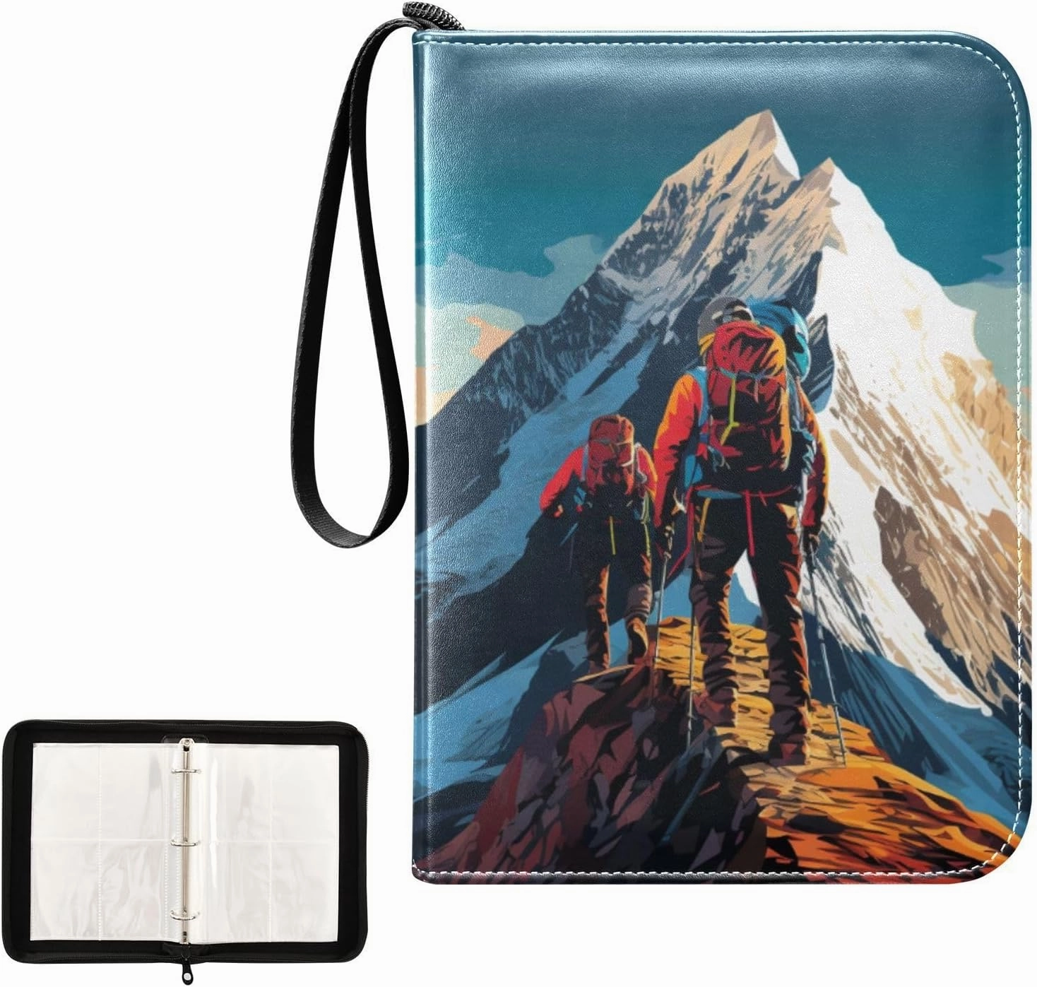 4 Pockets Trading Card Album Holder Book Folder Sports Card Binder Climbing 2 400 Double Side Pockets for 3 Ring Binder Zipper