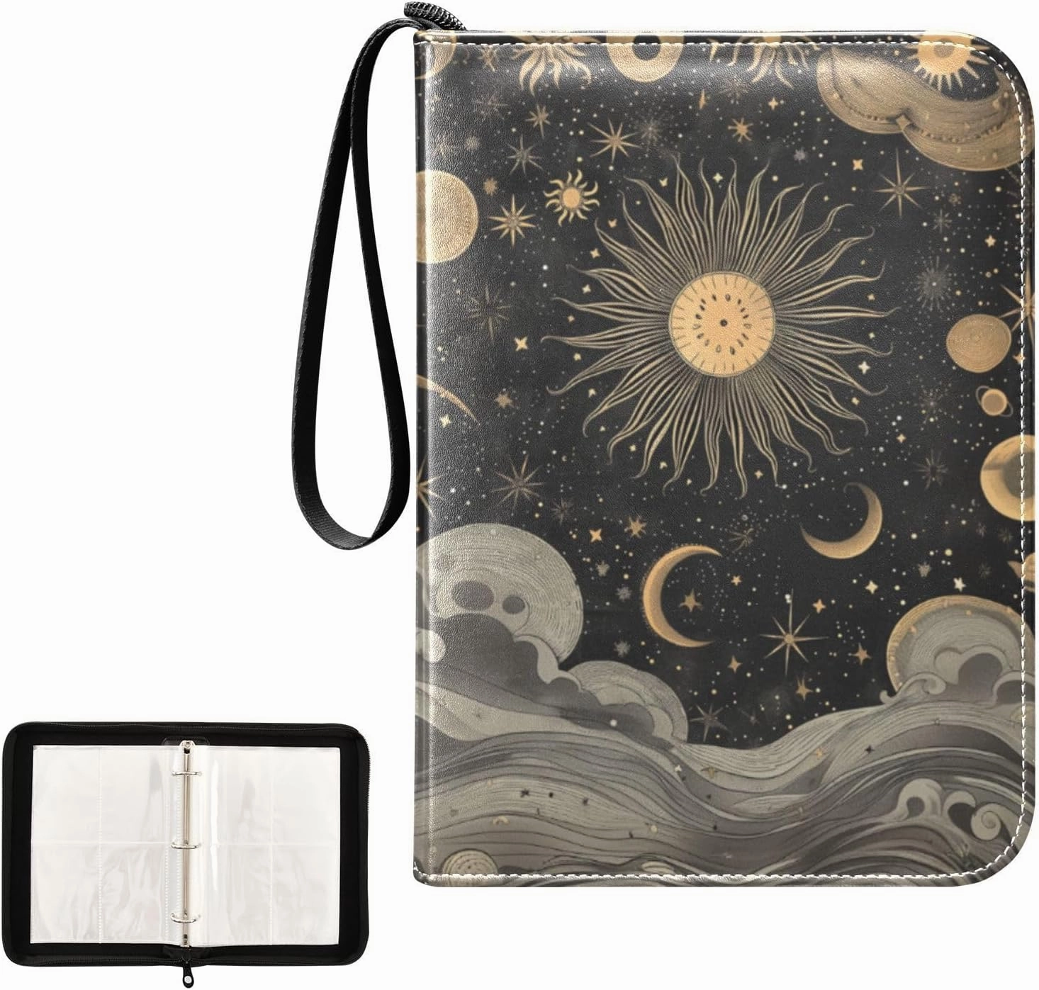 4 Pockets Trading Card Album Holder Book Folder Sports Card Binder Constellation Zodiac 3 400 Double Side Pockets for 3 Ring Binder Zipper