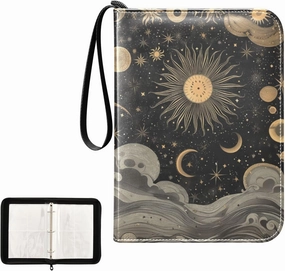4 Pockets Trading Card Album Holder Book Folder Sports Card Binder Constellation Zodiac 3 400 Double Side Pockets for 3 Ring Binder Zipper