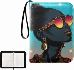 4 Pockets Trading Card Album Holder Book Folder Sports Card Binder Cool and Trendy Girl 400 Double Side Pockets for 3 Ring Binder Zipper