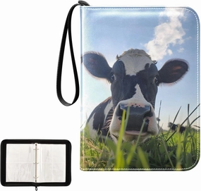 4 Pockets Trading Card Album Holder Book Folder Sports Card Binder Cow Clear Sky 400 Double Side Pockets for 3 Ring Binder Zipper