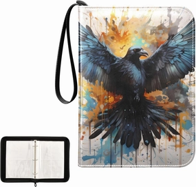 4 Pockets Trading Card Album Holder Book Folder Sports Card Binder Crow Raven Corbie 400 Double Side Pockets for 3 Ring Binder Zipper