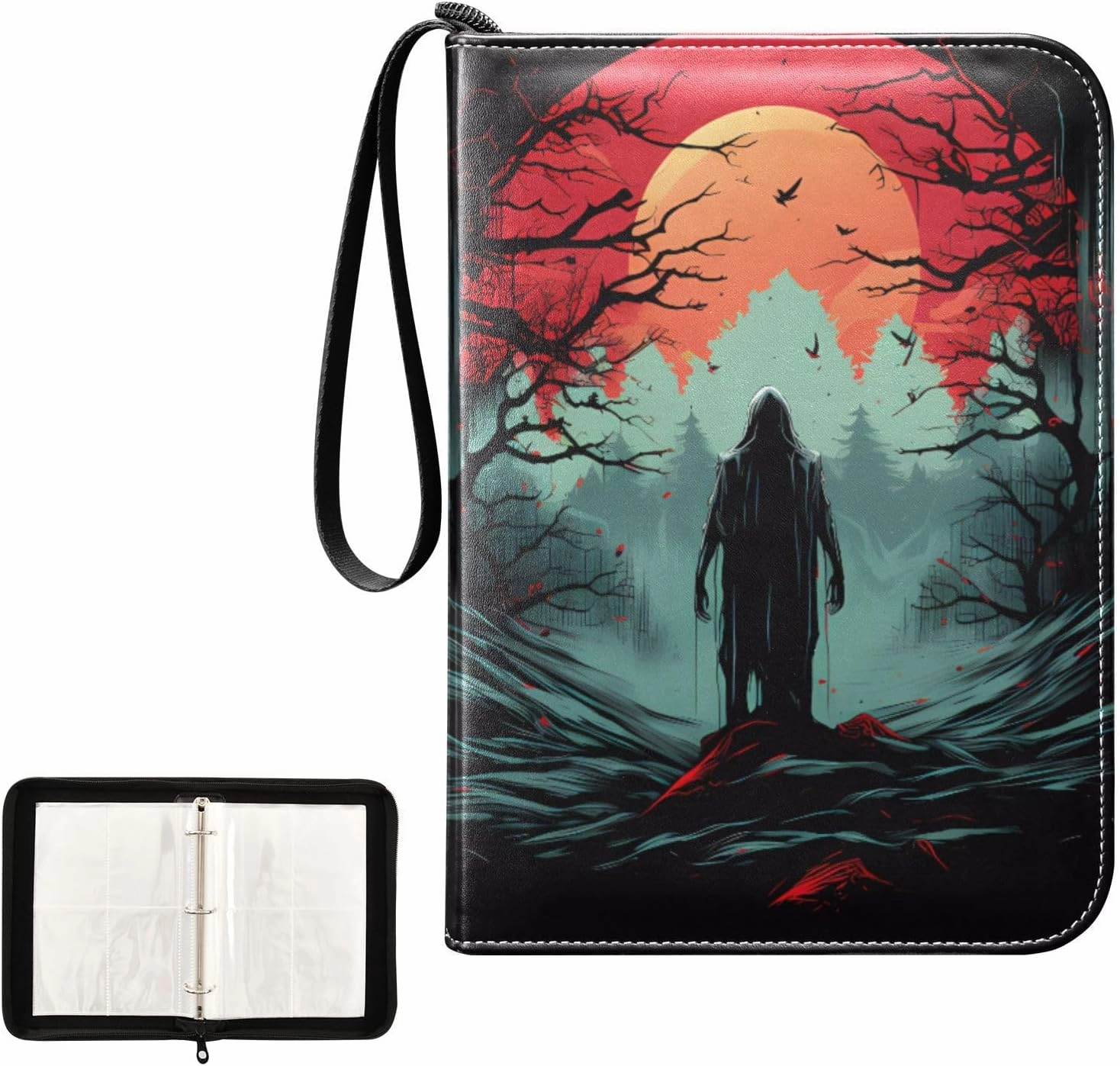 4 Pockets Trading Card Album Holder Book Folder Sports Card Binder Death 1 400 Double Side Pockets for 3 Ring Binder Zipper