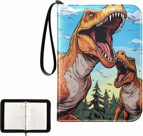 4 Pockets Trading Card Album Holder Book Folder Sports Card Binder Dinosaur Cartoon 3 400 Double Side Pockets for 3 Ring Binder Zipper