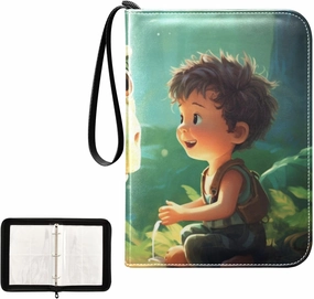 4 Pockets Trading Card Album Holder Book Folder Sports Card Binder Dinosaur Cute 400 Double Side Pockets for 3 Ring Binder Zipper