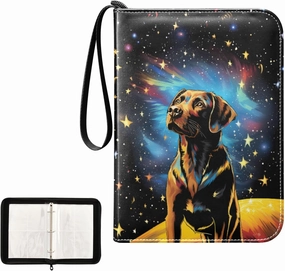 4 Pockets Trading Card Album Holder Book Folder Sports Card Binder Dog Star 400 Double Side Pockets for 3 Ring Binder Zipper
