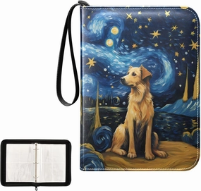 4 Pockets Trading Card Album Holder Book Folder Sports Card Binder Dog Starry Sky 400 Double Side Pockets for 3 Ring Binder Zipper