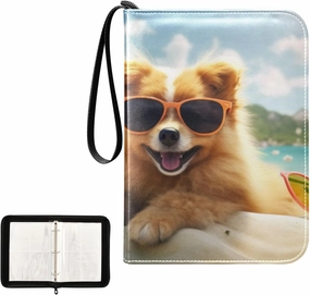 4 Pockets Trading Card Album Holder Book Folder Sports Card Binder Dog Summer 1 400 Double Side Pockets for 3 Ring Binder Zipper