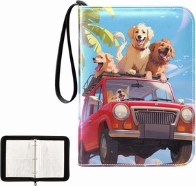 4 Pockets Trading Card Album Holder Book Folder Sports Card Binder Dog Summer 2 400 Double Side Pockets for 3 Ring Binder Zipper