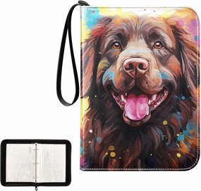 4 Pockets Trading Card Album Holder Book Folder Sports Card Binder Dog Watercolor 1 400 Double Side Pockets for 3 Ring Binder Zipper