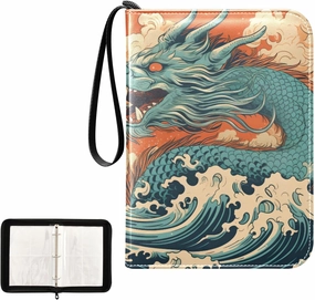 4 Pockets Trading Card Album Holder Book Folder Sports Card Binder Dragon Loong Chinses 400 Double Side Pockets for 3 Ring Binder Zipper