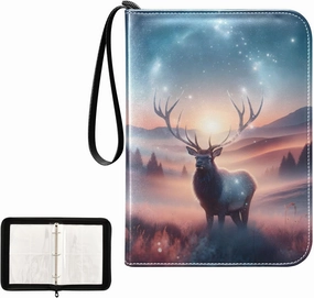4 Pockets Trading Card Album Holder Book Folder Sports Card Binder Elk Myth 400 Double Side Pockets for 3 Ring Binder Zipper