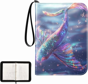 4 Pockets Trading Card Album Holder Book Folder Sports Card Binder Fish 400 Double Side Pockets for 3 Ring Binder Zipper