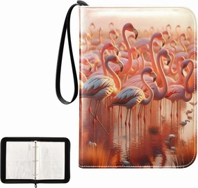4 Pockets Trading Card Album Holder Book Folder Sports Card Binder Flamingos 400 Double Side Pockets for 3 Ring Binder Zipper