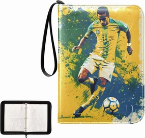 4 Pockets Trading Card Album Holder Book Folder Sports Card Binder Football Player 400 Double Side Pockets for 3 Ring Binder Zipper