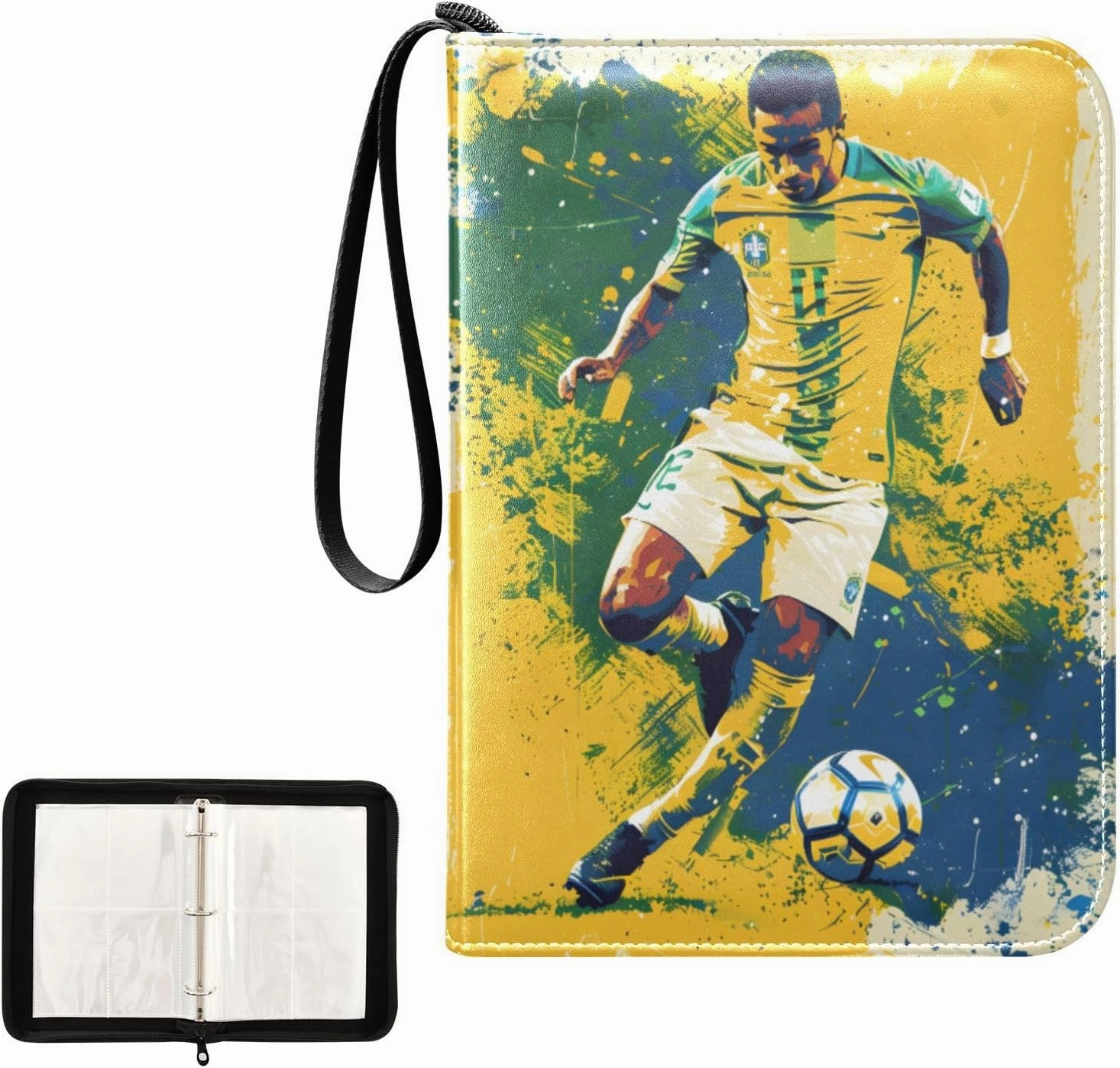 4 Pockets Trading Card Album Holder Book Folder Sports Card Binder Football Player 400 Double Side Pockets for 3 Ring Binder Zipper