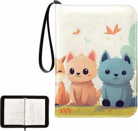 4 Pockets Trading Card Album Holder Book Folder Sports Card Binder Fox Anime 400 Double Side Pockets for 3 Ring Binder Zipper