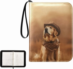 4 Pockets Trading Card Album Holder Book Folder Sports Card Binder Golden Retriever Dog 400 Double Side Pockets for 3 Ring Binder Zipper