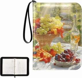 4 Pockets Trading Card Album Holder Book Folder Sports Card Binder Grape 400 Double Side Pockets for 3 Ring Binder Zipper