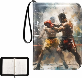 4 Pockets Trading Card Album Holder Book Folder Sports Card Binder Hi_0boxing 2 400 Double Side Pockets for 3 Ring Binder Zipper