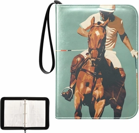 4 Pockets Trading Card Album Holder Book Folder Sports Card Binder Horse Equestrian 400 Double Side Pockets for 3 Ring Binder Zipper