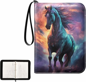 4 Pockets Trading Card Album Holder Book Folder Sports Card Binder Horse Myth 1 400 Double Side Pockets for 3 Ring Binder Zipper
