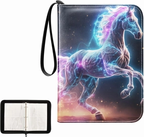 4 Pockets Trading Card Album Holder Book Folder Sports Card Binder Horse Myth 2 400 Double Side Pockets for 3 Ring Binder Zipper