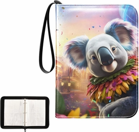 4 Pockets Trading Card Album Holder Book Folder Sports Card Binder Koala Funny 400 Double Side Pockets for 3 Ring Binder Zipper