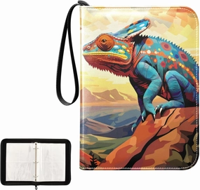 4 Pockets Trading Card Album Holder Book Folder Sports Card Binder Lizard Chameleon 2 400 Double Side Pockets for 3 Ring Binder Zipper